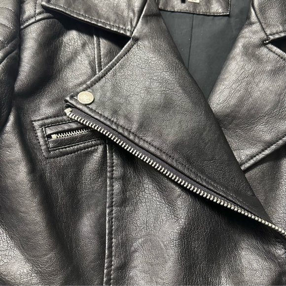 DEX Black Faux Leather Moto Jacket L - Picture 3 of 10